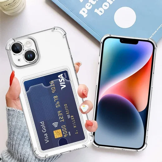 Apple iPhone 14 Hoesje Dun TPU met Pasjeshouder Back Cover Transparant afbeelding 9