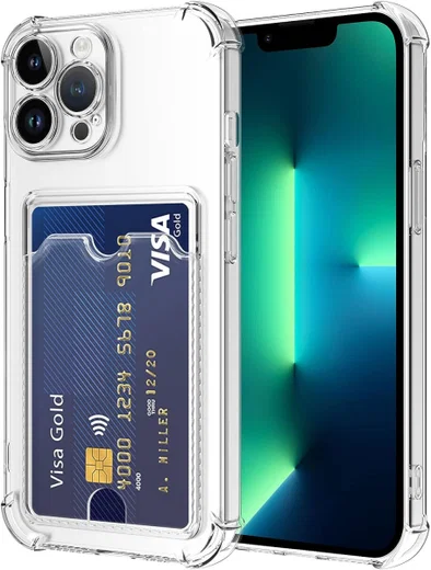 Apple iPhone 13 Pro Max Hoesje Dun TPU met Pasjeshouder Transparant afbeelding 2
