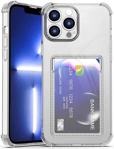Apple iPhone 13 Pro Max Hoesje Dun TPU met Pasjeshouder Transparant afbeelding 1