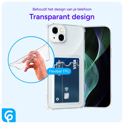 Apple iPhone 13 Mini Hoesje Dun TPU met Pasjeshouder Transparant afbeelding 3