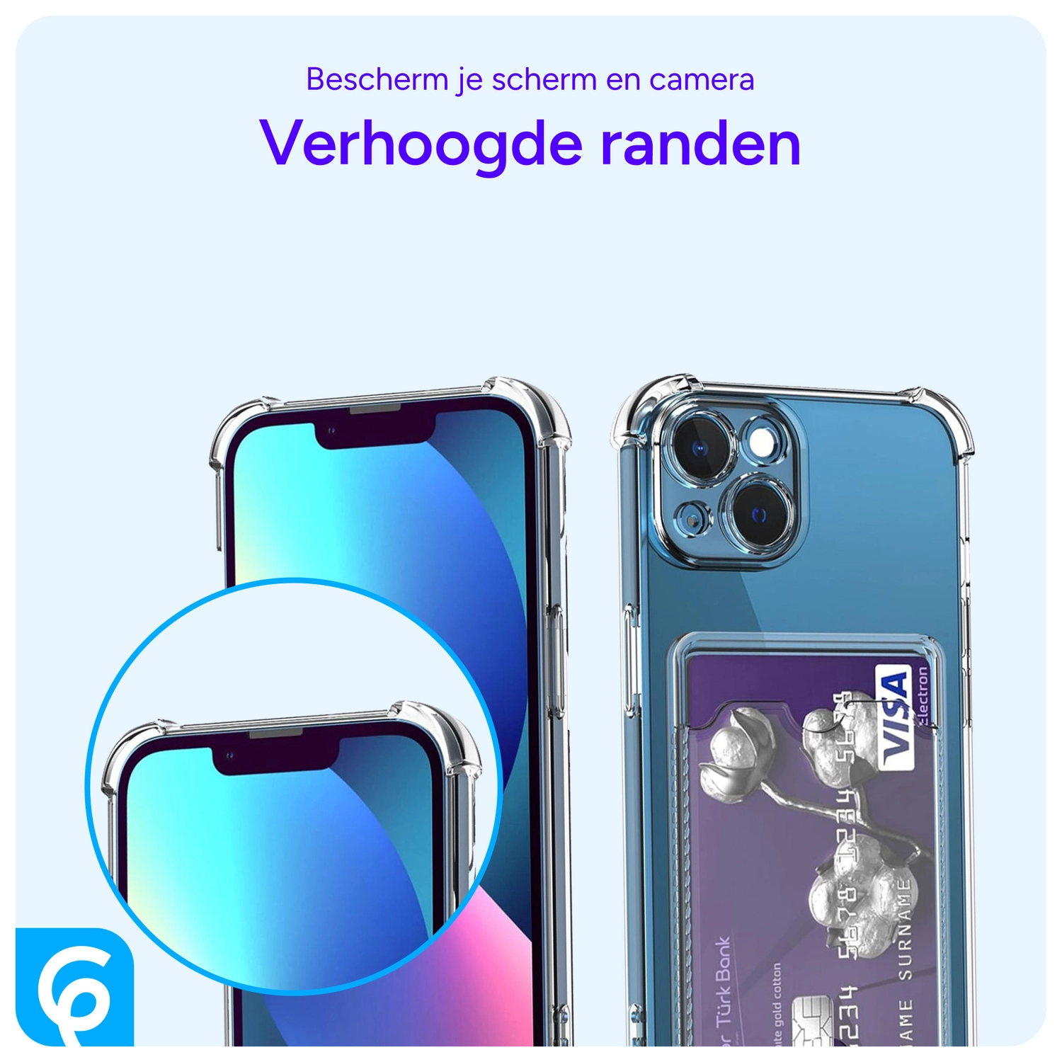 Apple iPhone 13 Mini Hoesje Dun TPU met Pasjeshouder Transparant afbeelding 4