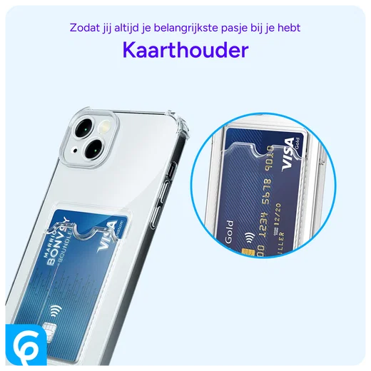 Apple iPhone 13 Mini Hoesje Dun TPU met Pasjeshouder Transparant afbeelding 6
