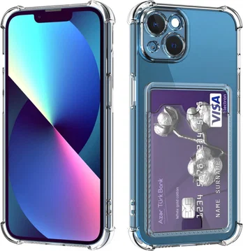 Apple iPhone 13 Mini Hoesje Dun TPU met Pasjeshouder Transparant