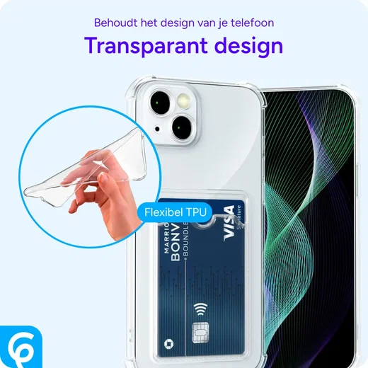 Apple iPhone 13 Hoesje Dun TPU met Pasjeshouder Back Cover Transparant afbeelding 6