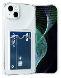 Apple iPhone 13 Hoesje Dun TPU met Pasjeshouder Back Cover Transparant afbeelding