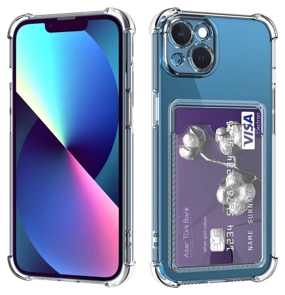 Apple iPhone 13 Hoesje Dun TPU met Pasjeshouder Back Cover Transparant afbeelding 8
