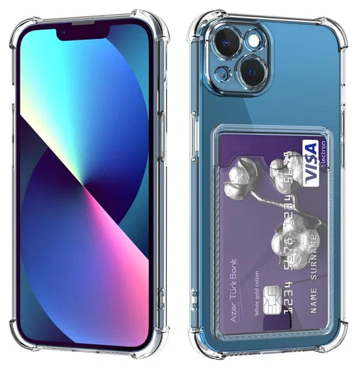 Apple iPhone 13 Hoesje Dun TPU met Pasjeshouder Back Cover Transparant afbeelding 8