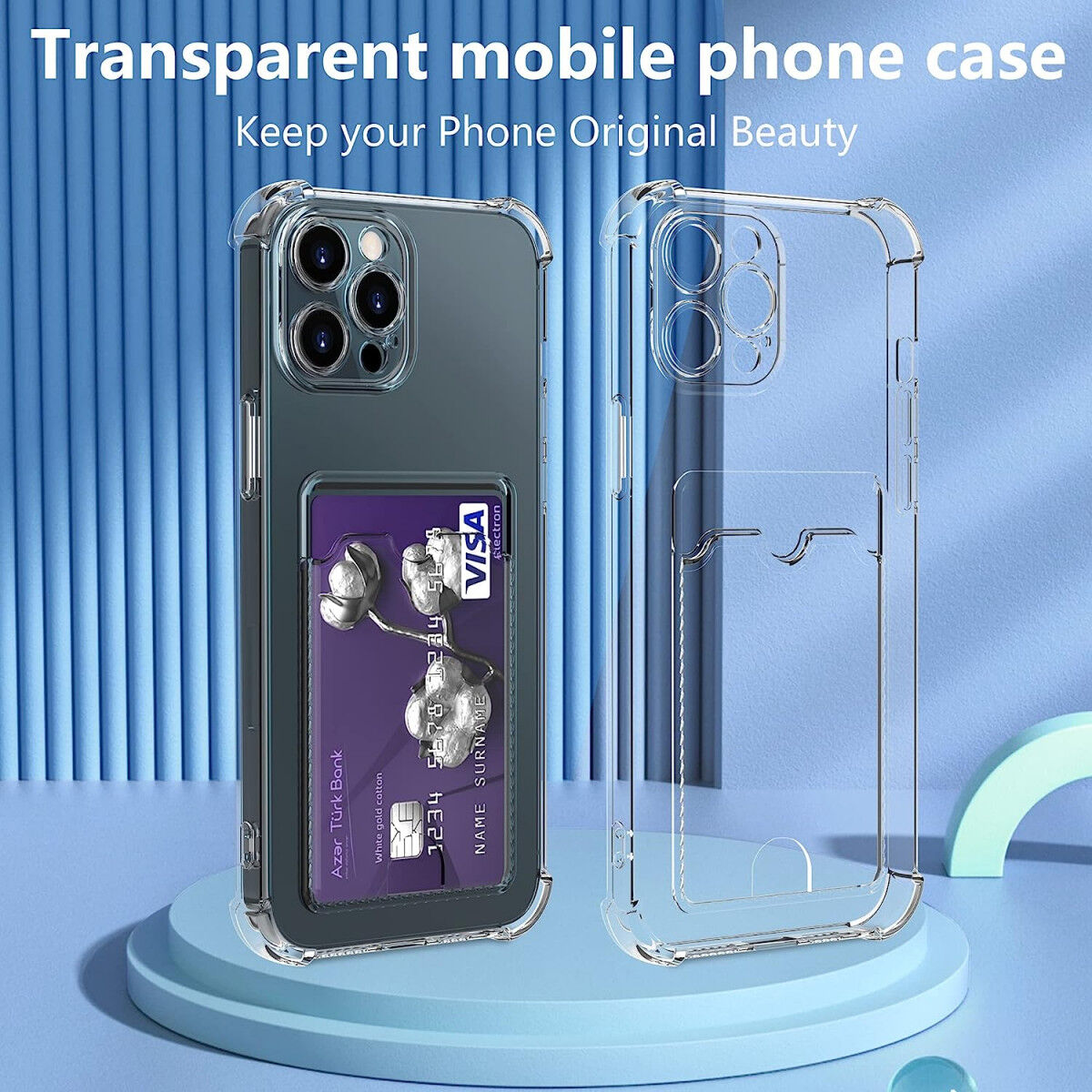 Apple iPhone 12 Pro Max Hoesje Dun TPU met Pasjeshouder Transparant afbeelding 4