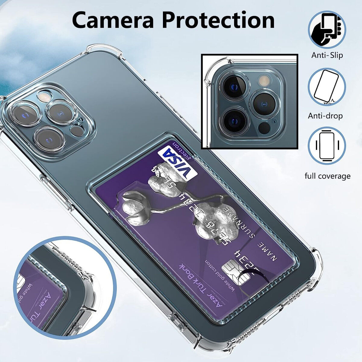 Apple iPhone 12 Pro Max Hoesje Dun TPU met Pasjeshouder Transparant afbeelding 6