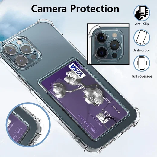 Apple iPhone 12 Pro Max Hoesje Dun TPU met Pasjeshouder Transparant afbeelding 6