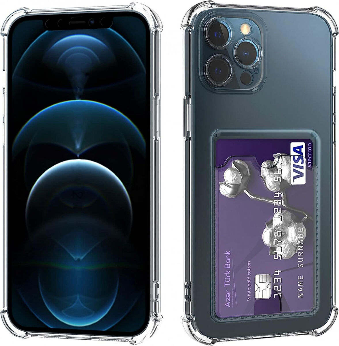 Apple iPhone 12 Pro Hoesje Dun TPU met Pasjeshouder Transparant afbeelding 2