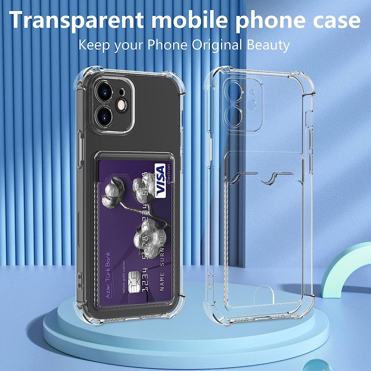 Apple iPhone 12 Mini Hoesje Dun TPU met Pasjeshouder Transparant afbeelding 5