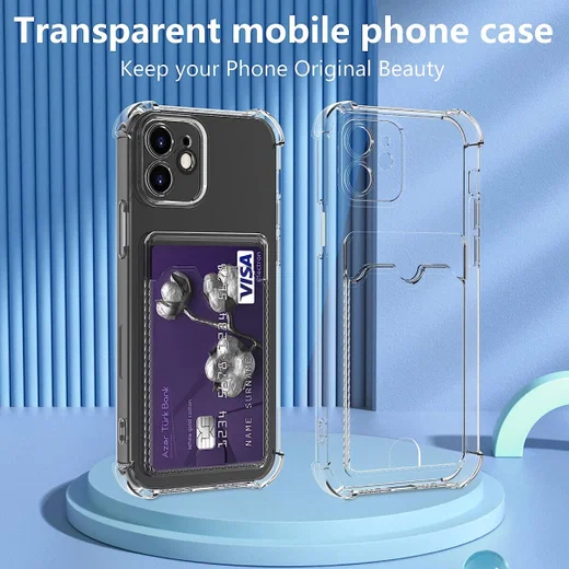 Apple iPhone 12 Mini Hoesje Dun TPU met Pasjeshouder Transparant afbeelding 5