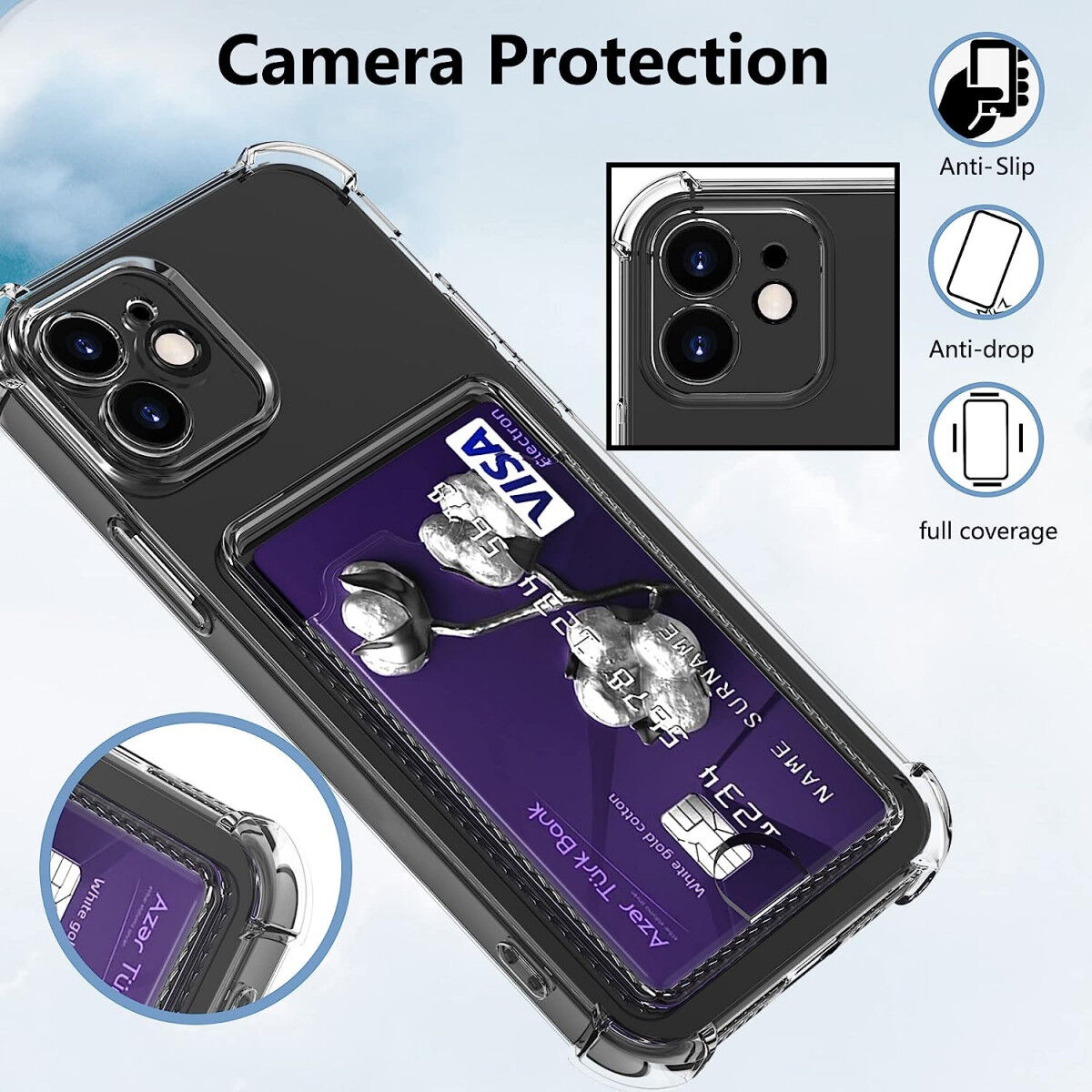 Apple iPhone 12 Mini Hoesje Dun TPU met Pasjeshouder Transparant afbeelding 6