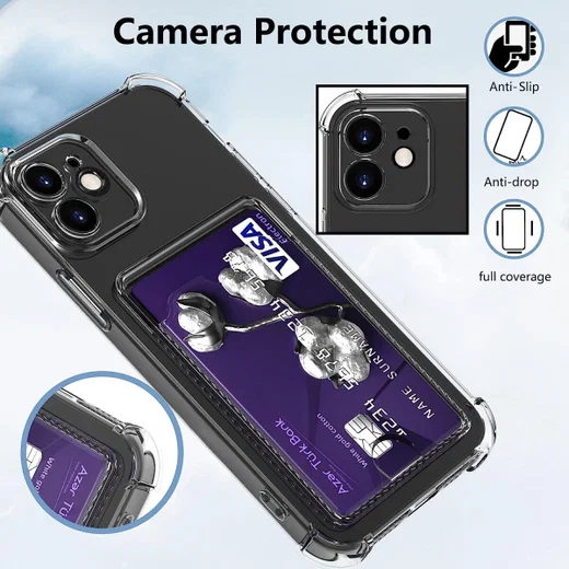 Apple iPhone 12 Mini Hoesje Dun TPU met Pasjeshouder Transparant afbeelding 6