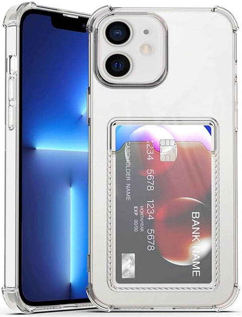 Apple iPhone 12 Hoesje Dun TPU met Pasjeshouder Back Cover Transparant afbeelding 2