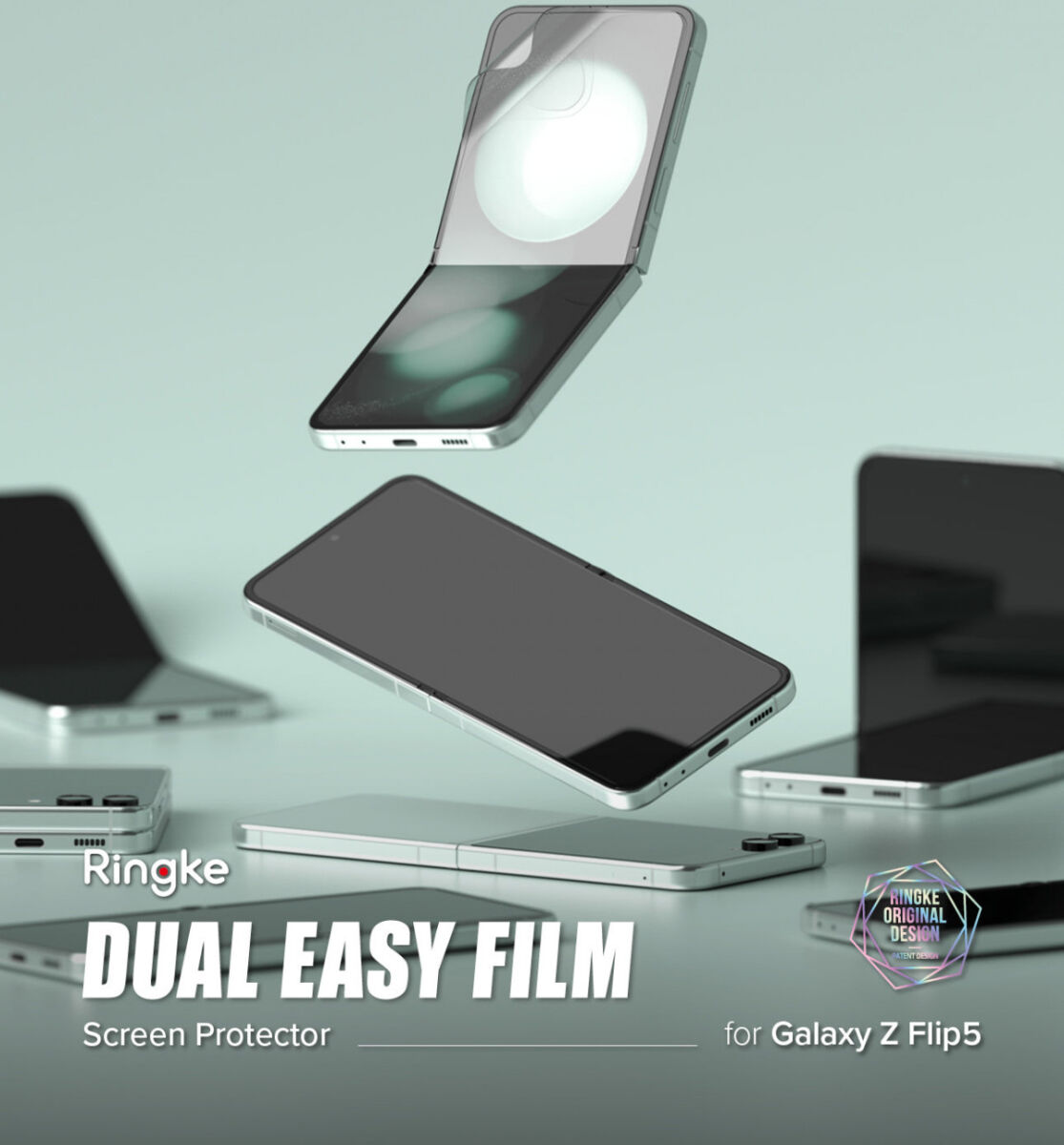 Ringke Dual Easy Film Samsung Galaxy Z Flip 5 Screen Protector 2-Pack afbeelding 2