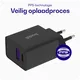 Buddi 30W GaN Mini Oplader USB-C Power Delivery + USB-A QC 4.0 Zwart afbeelding 4