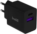 Buddi 30W GaN Mini Oplader USB-C Power Delivery + USB-A QC 4.0 Zwart