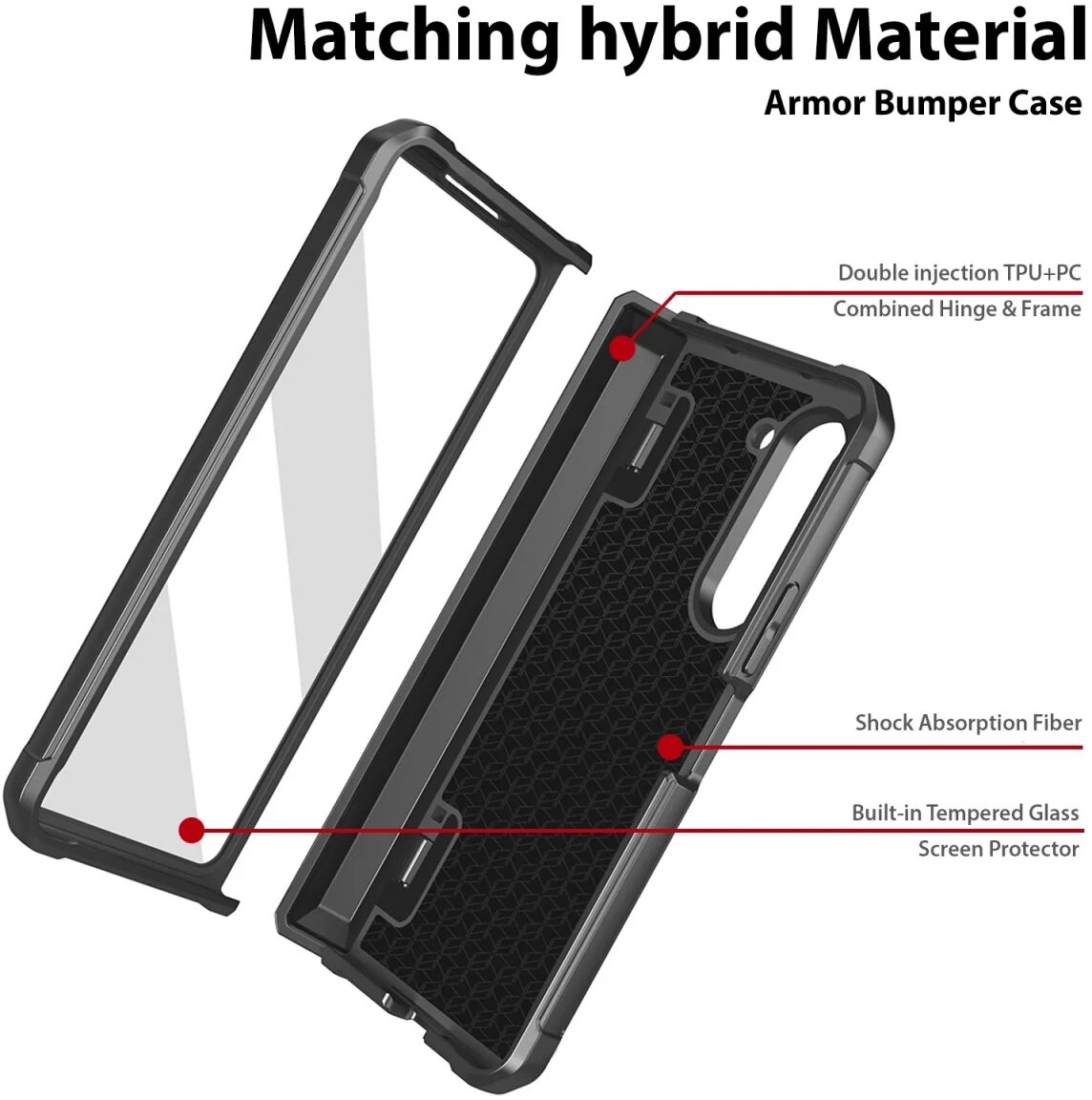 Whitestone Dome Escudo Case Samsung Galaxy Z Fold 5 Hoesje Zwart afbeelding 2