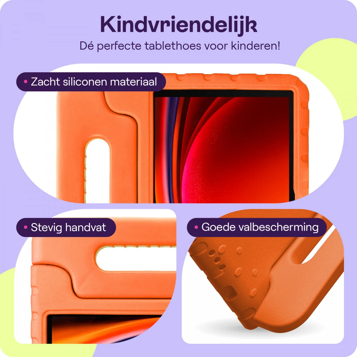 HappyCase Samsung Galaxy Tab S9 Kinder Tablethoes met Handvat Oranje afbeelding 4