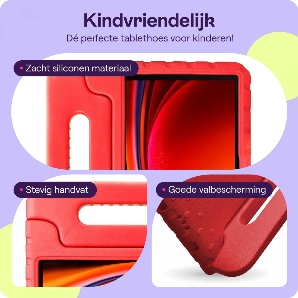 HappyCase Samsung Galaxy Tab S9 Kinder Tablethoes met Handvat Rood afbeelding 4