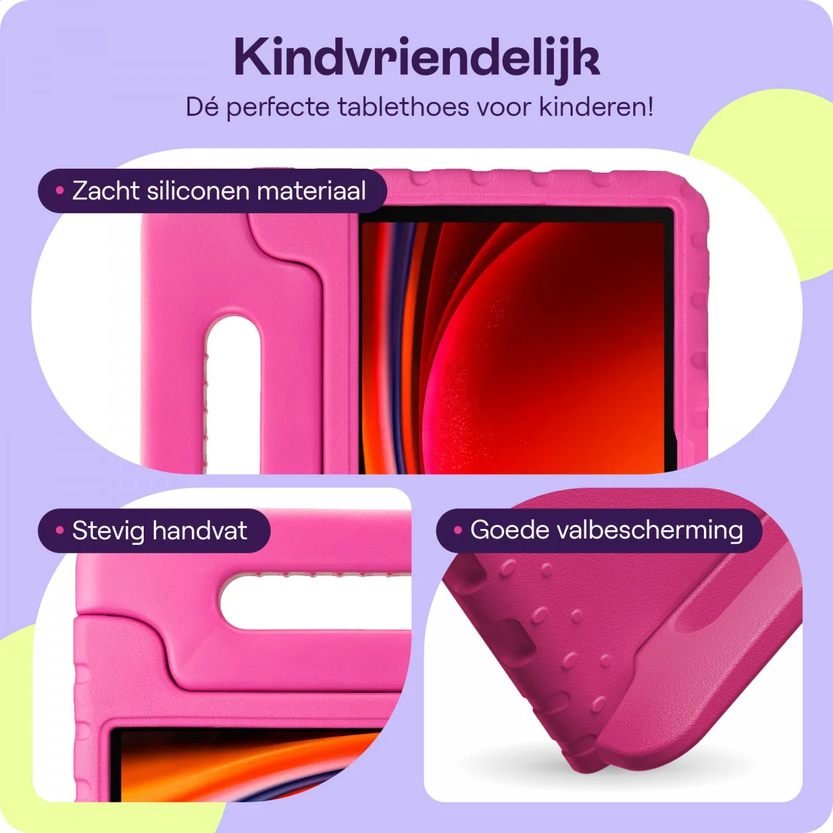 HappyCase Samsung Galaxy Tab S9 Kinder Tablethoes met Handvat Roze afbeelding 4