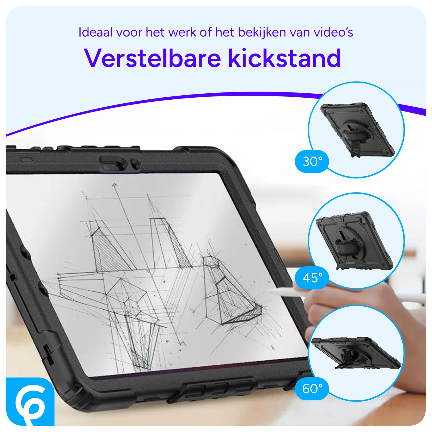 Samsung Tab S10 Lite / S10 FE / S9 (FE) Hoes met Screen Protector en Riem Zwart afbeelding 6