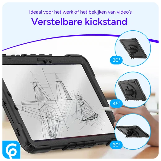 Samsung Tab S10 Lite / S10 FE / S9 (FE) Hoes met Screen Protector en Riem Zwart afbeelding 6