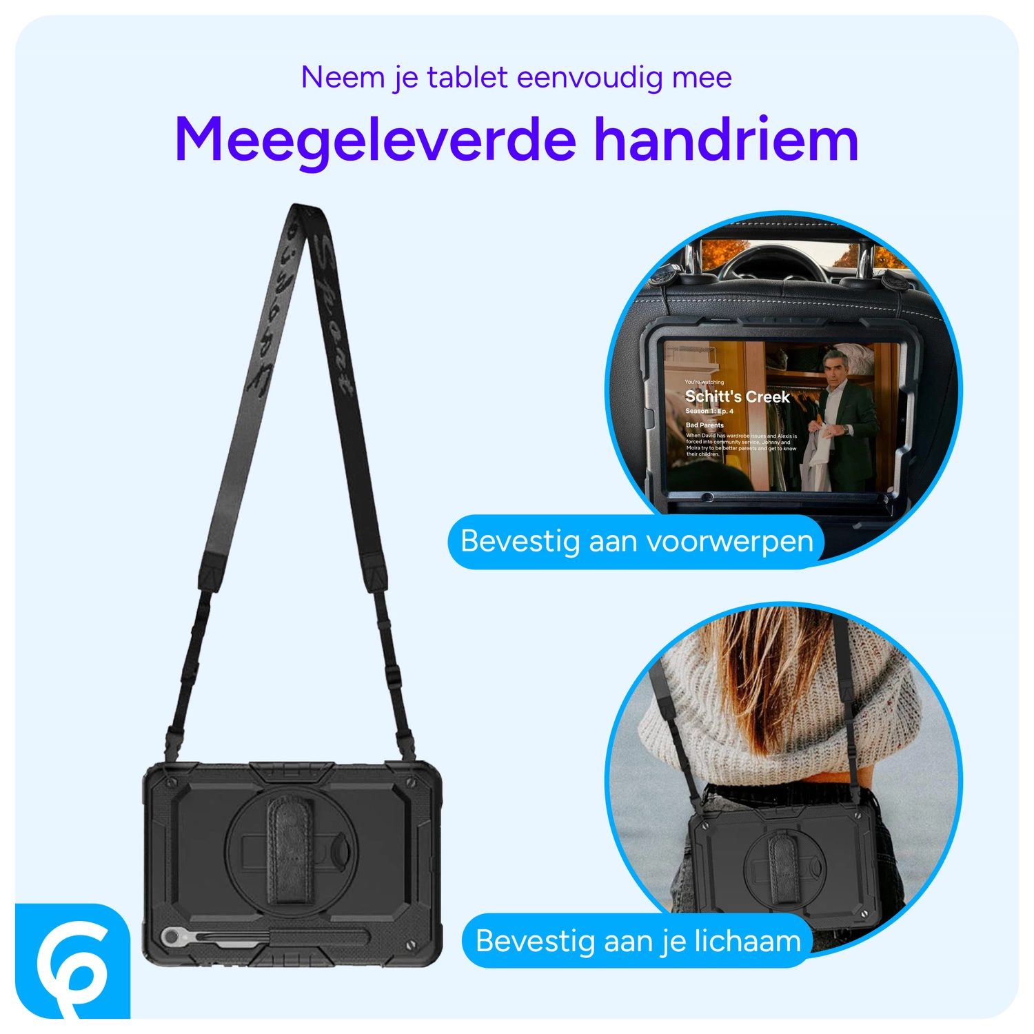 Samsung Tab S10 Lite / S10 FE / S9 (FE) Hoes met Screen Protector en Riem Zwart afbeelding 9
