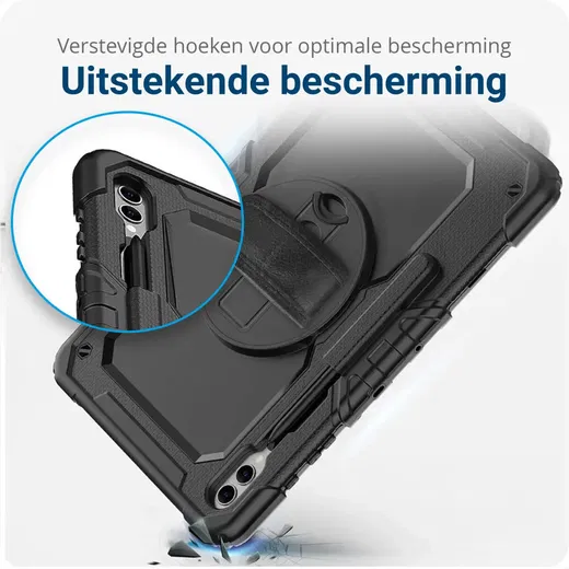 Samsung Galaxy Tab S10+ / S9+ / S9 FE+ Hoes met Screenprotector & Handriem Zwart afbeelding 2