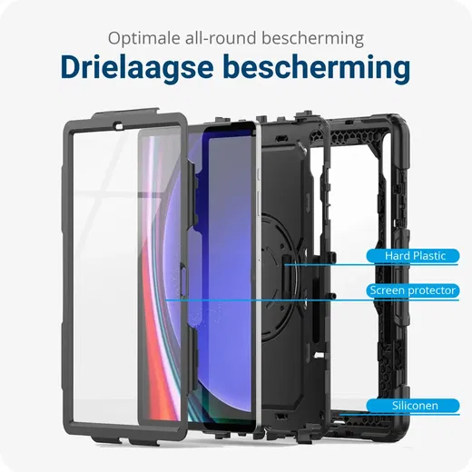 Samsung Galaxy Tab S10+ / S9+ / S9 FE+ Hoes met Screenprotector & Handriem Zwart afbeelding 6