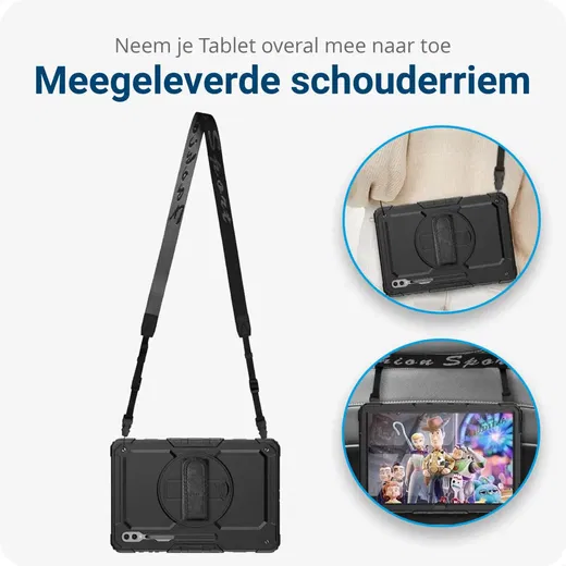 Samsung Galaxy Tab S10 Ultra/S9 Ultra Hoes met Screenprotector en Handriem Zwart afbeelding 6