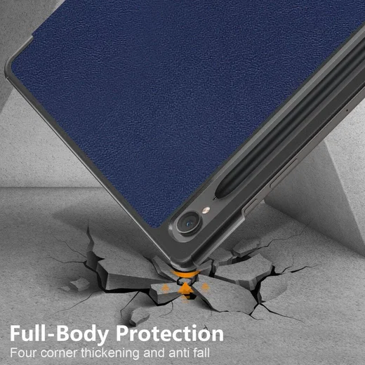Samsung Galaxy Tab S9 Hoes Tri-Fold Book Case met Standaard Blauw afbeelding 3