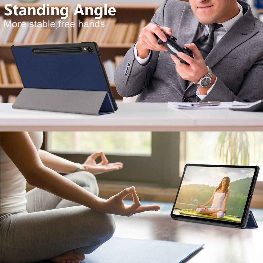 Samsung Galaxy Tab S9 Hoes Tri-Fold Book Case met Standaard Blauw afbeelding 5