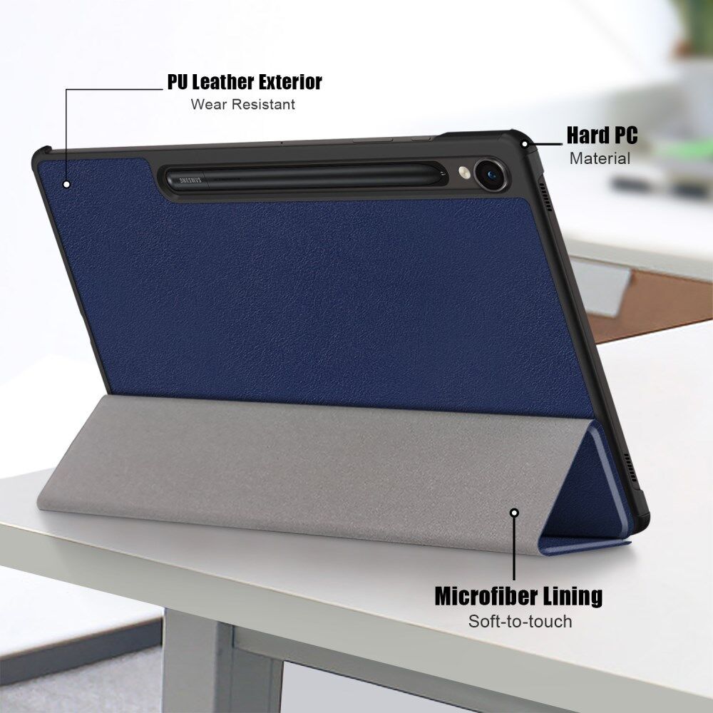 Samsung Galaxy Tab S9 Hoes Tri-Fold Book Case met Standaard Blauw afbeelding 8