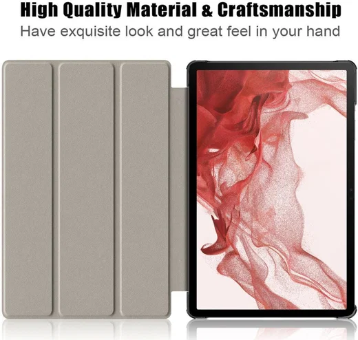 Samsung Galaxy Tab S9 Hoes Tri-Fold Book Case met Standaard Blauw afbeelding 11