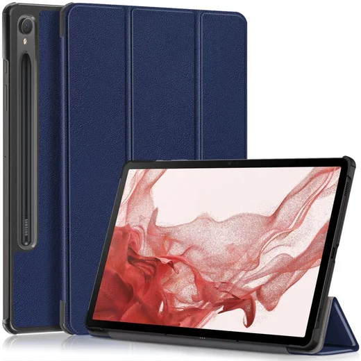 Samsung Galaxy Tab S9 Hoes Tri-Fold Book Case met Standaard Blauw afbeelding 1