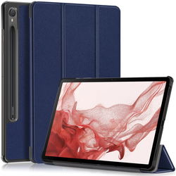 Samsung Galaxy Tab S9 Hoes Tri-Fold Book Case met Standaard Blauw afbeelding
