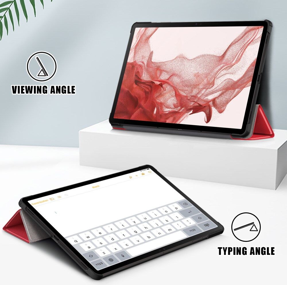 Samsung Galaxy Tab S9 Hoes Tri-Fold Book Case met Standaard Rood afbeelding 6