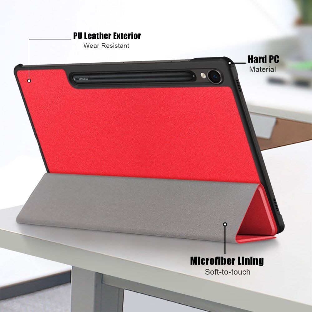 Samsung Galaxy Tab S9 Hoes Tri-Fold Book Case met Standaard Rood afbeelding 8
