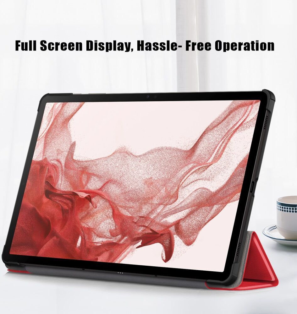 Samsung Galaxy Tab S9 Hoes Tri-Fold Book Case met Standaard Rood afbeelding 10