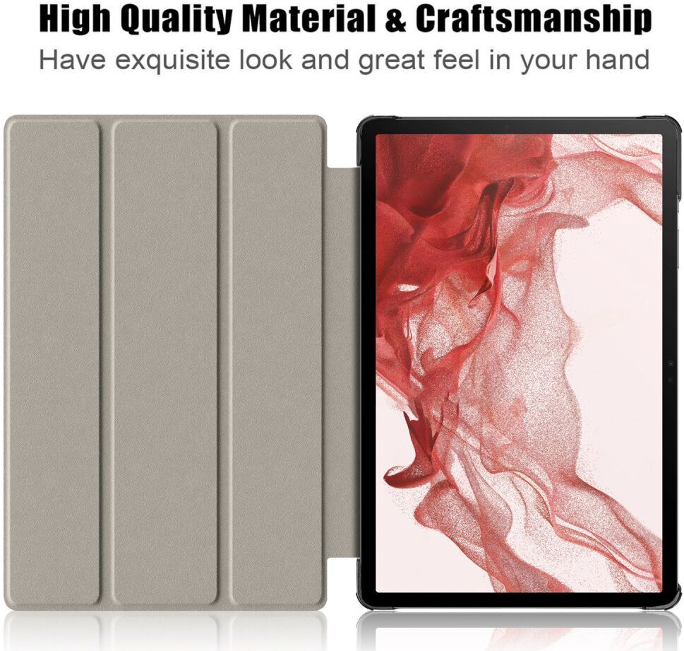 Samsung Galaxy Tab S9 Hoes Tri-Fold Book Case met Standaard Rood afbeelding 11