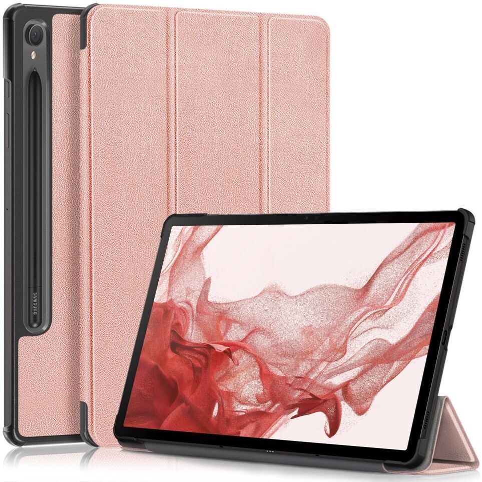 Samsung Galaxy Tab S9 Hoes Tri-Fold Book Case met Standaard Roze Goud afbeelding 1