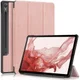 Samsung Galaxy Tab S9 Hoes Tri-Fold Book Case met Standaard Roze Goud afbeelding 1