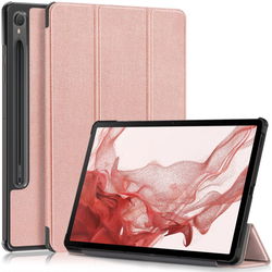 Samsung Galaxy Tab S9 Hoes Tri-Fold Book Case met Standaard Roze Goud afbeelding