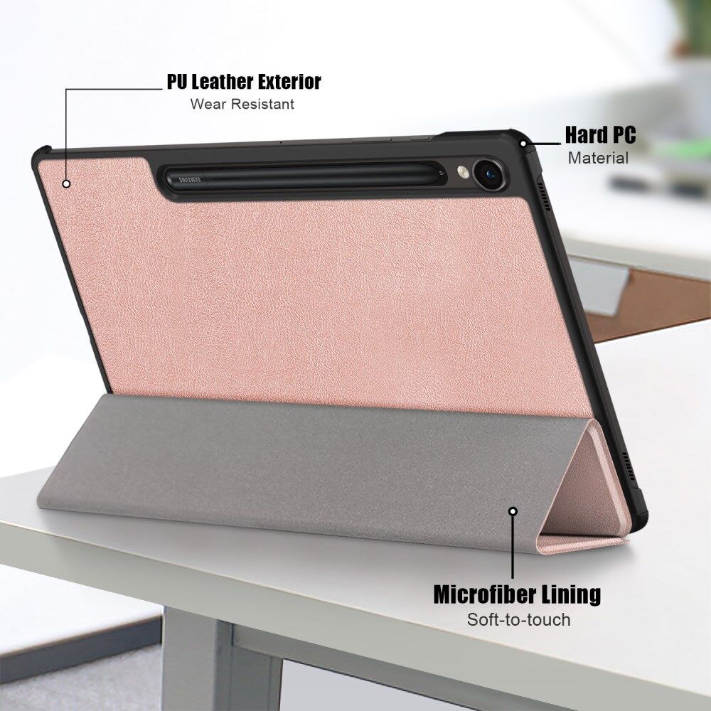 Samsung Galaxy Tab S9 Hoes Tri-Fold Book Case met Standaard Roze Goud afbeelding 8