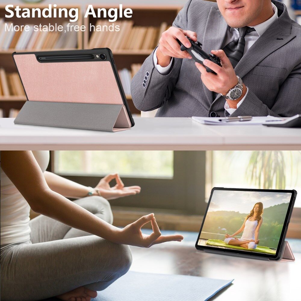 Samsung Galaxy Tab S9 Hoes Tri-Fold Book Case met Standaard Roze Goud afbeelding 5
