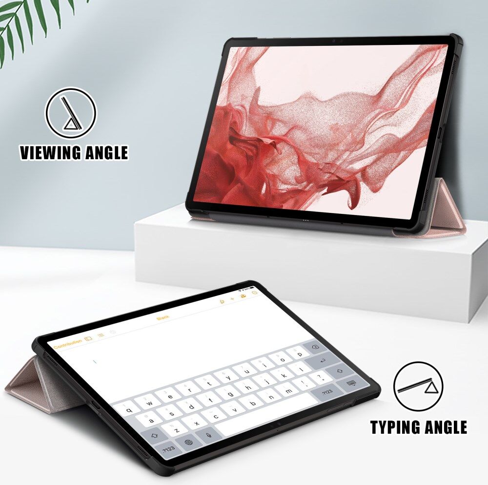 Samsung Galaxy Tab S9 Hoes Tri-Fold Book Case met Standaard Roze Goud afbeelding 6