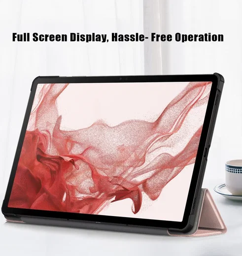 Samsung Galaxy Tab S9 Hoes Tri-Fold Book Case met Standaard Roze Goud afbeelding 10